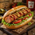 Panierte Käsekrainer in Hot Dog Bun