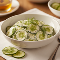 Gurken Rahm Salat in einer weißen Schüssel